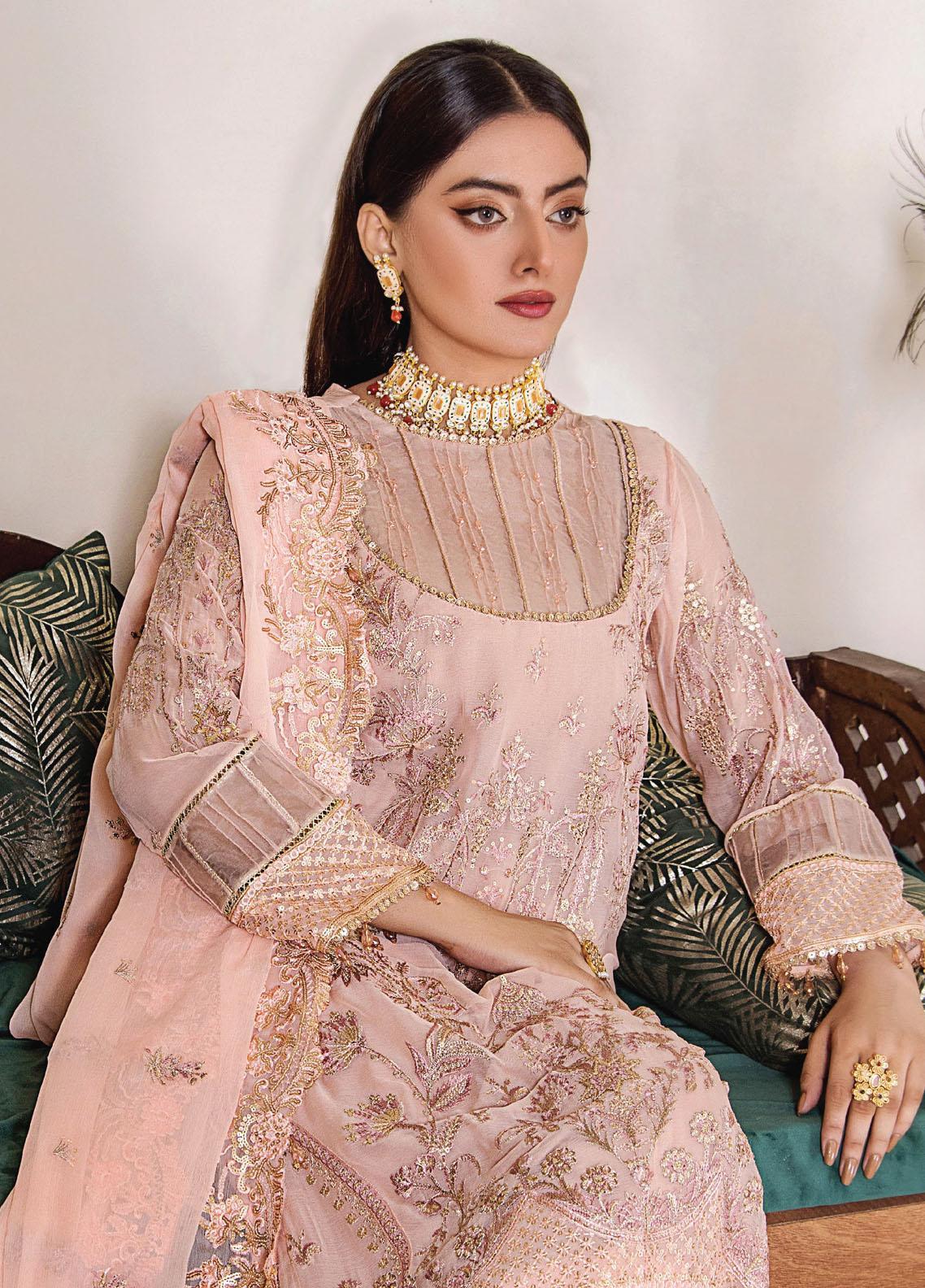 Pareesha by Humdum Embroidered Chiffon 3Pc Suit PS-07 - Riwayat-e-khas