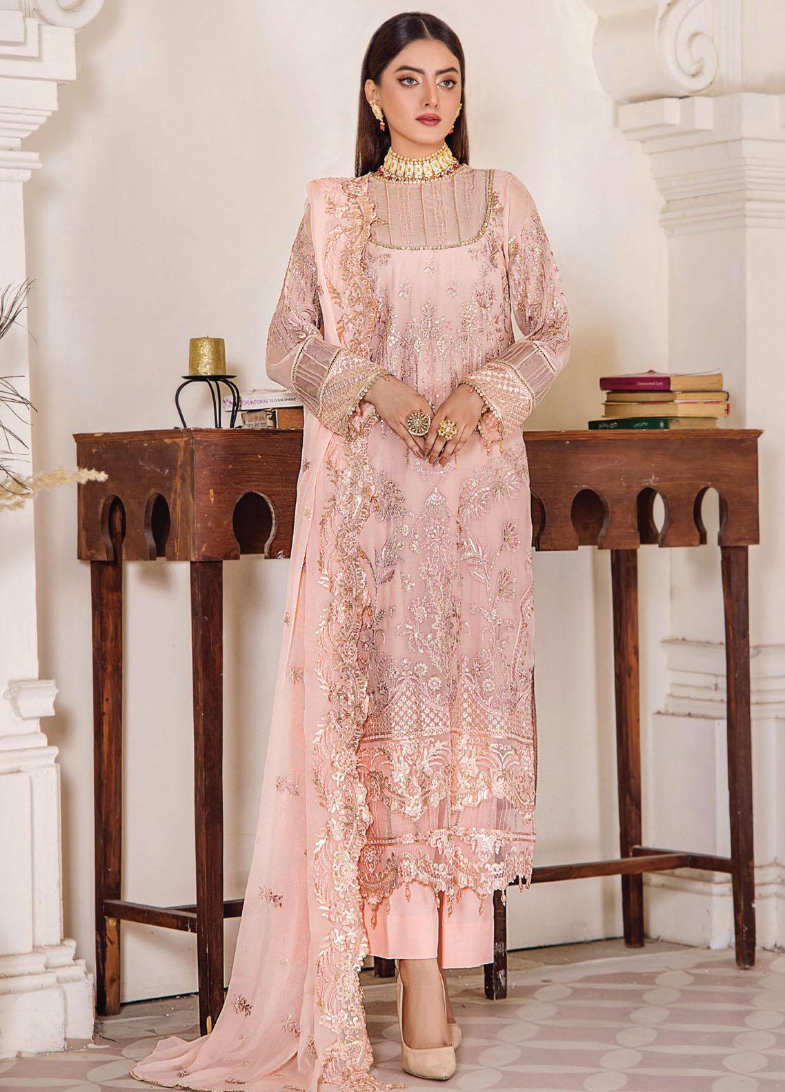 Pareesha by Humdum Embroidered Chiffon 3Pc Suit PS-07 - Riwayat-e-khas