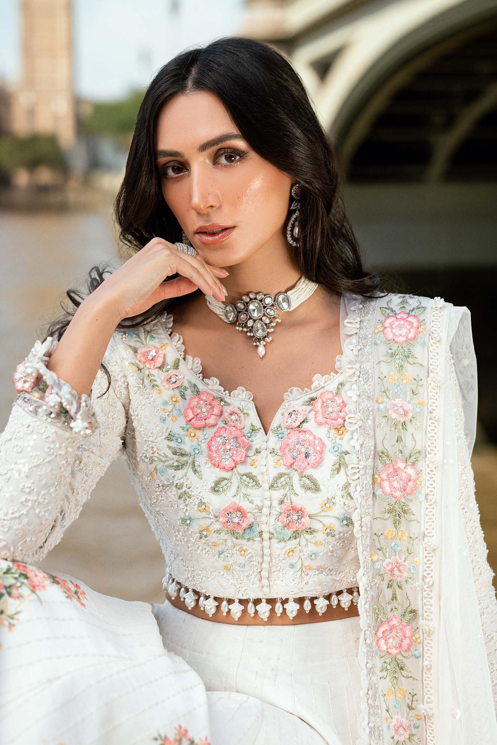 Maria B | Soiree Collection | Embroidered Raw Silk Suit WF-09-02-White