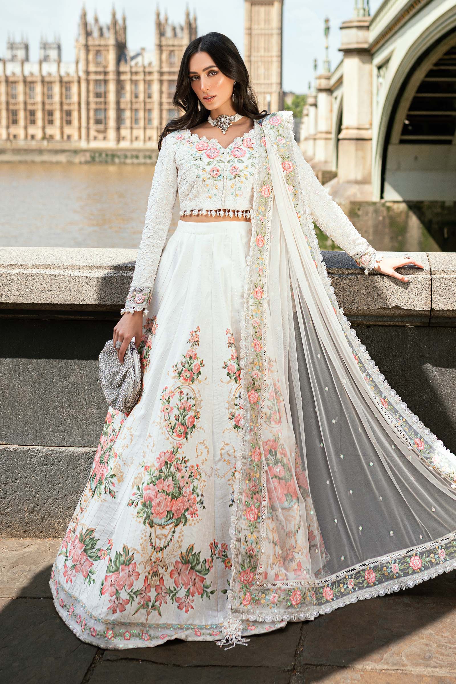 Maria B | Soiree Collection | Embroidered Raw Silk Suit WF-09-02-White