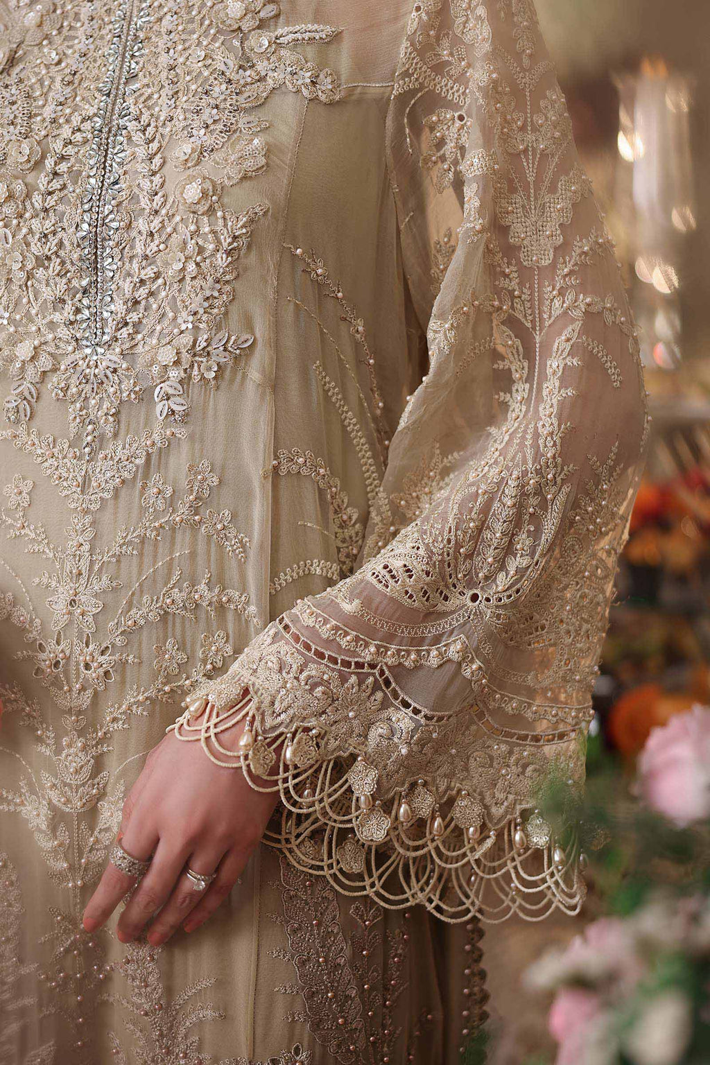 Maria b | Chiffon Formals 26 | MPC-26-103-Olive Gold