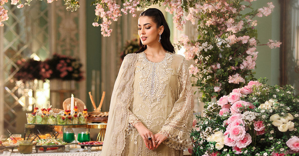 Maria b | Chiffon Formals 26 | MPC-26-103-Olive Gold