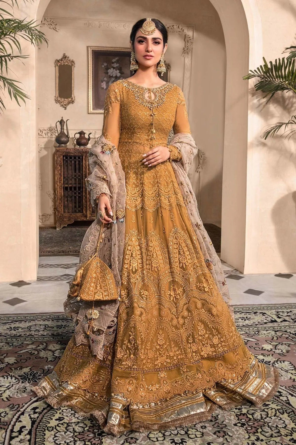 MARIA.B-MBROIDERED - Mustard BD-2606 - House Of Anaya