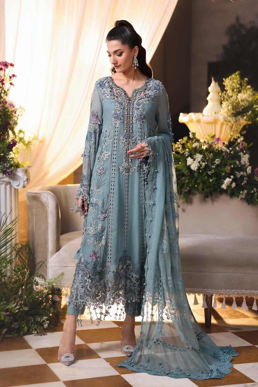 Maria b | Chiffon Formals 26 | MPC-26-106-Slate Blue