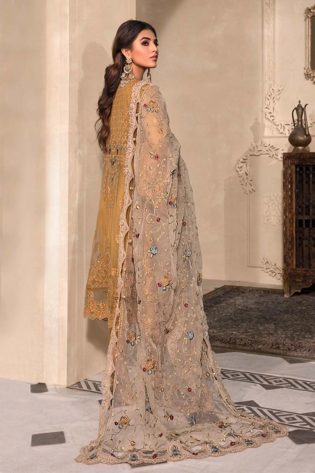 MARIA.B-MBROIDERED - Mustard BD-2606 - House Of Anaya