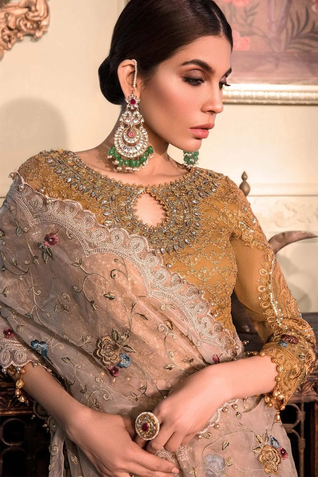 MARIA.B-MBROIDERED - Mustard BD-2606 - House Of Anaya