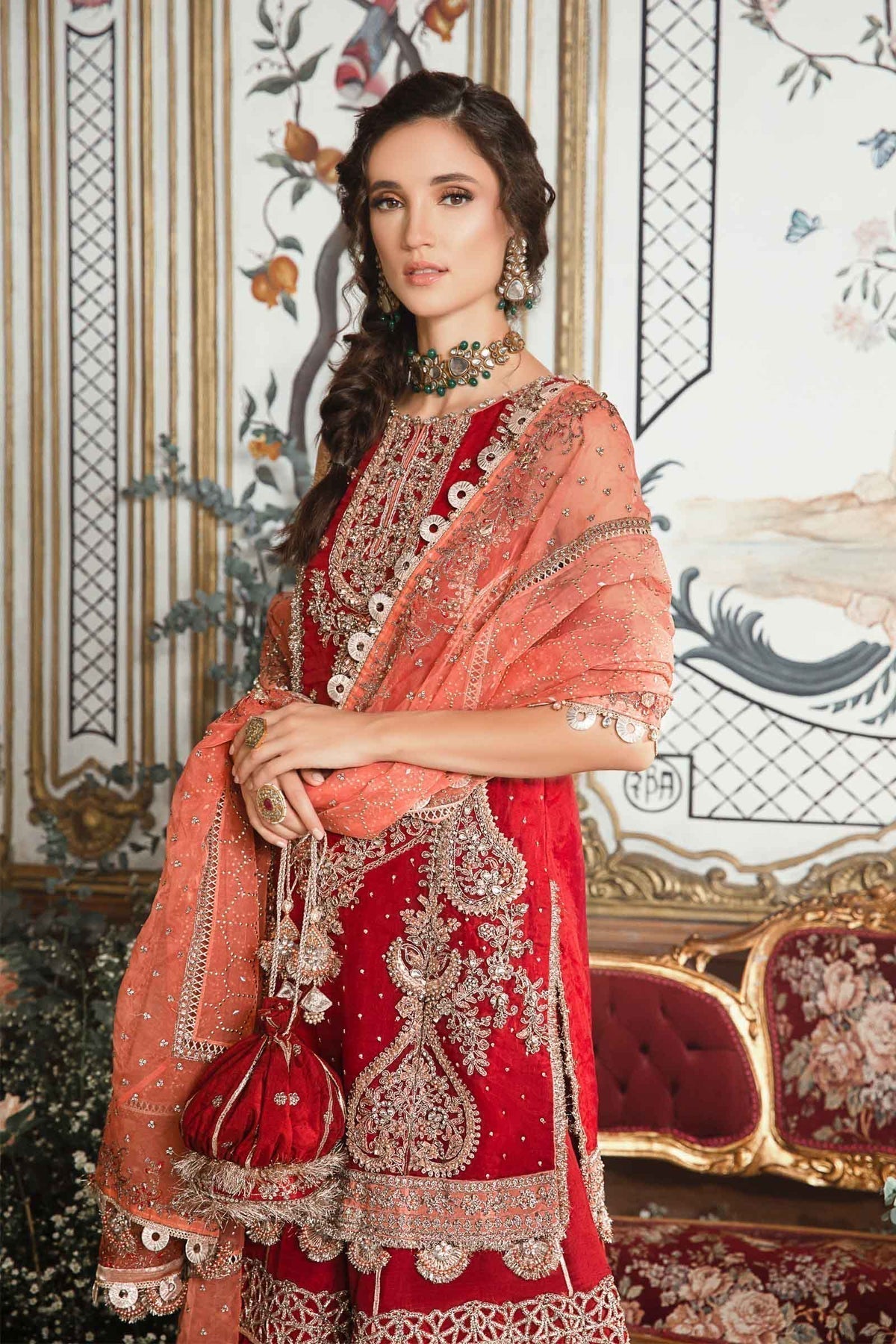 MARIA.B-MBROIDERED | Maroon BD-2708 - Riwayat-e-khas