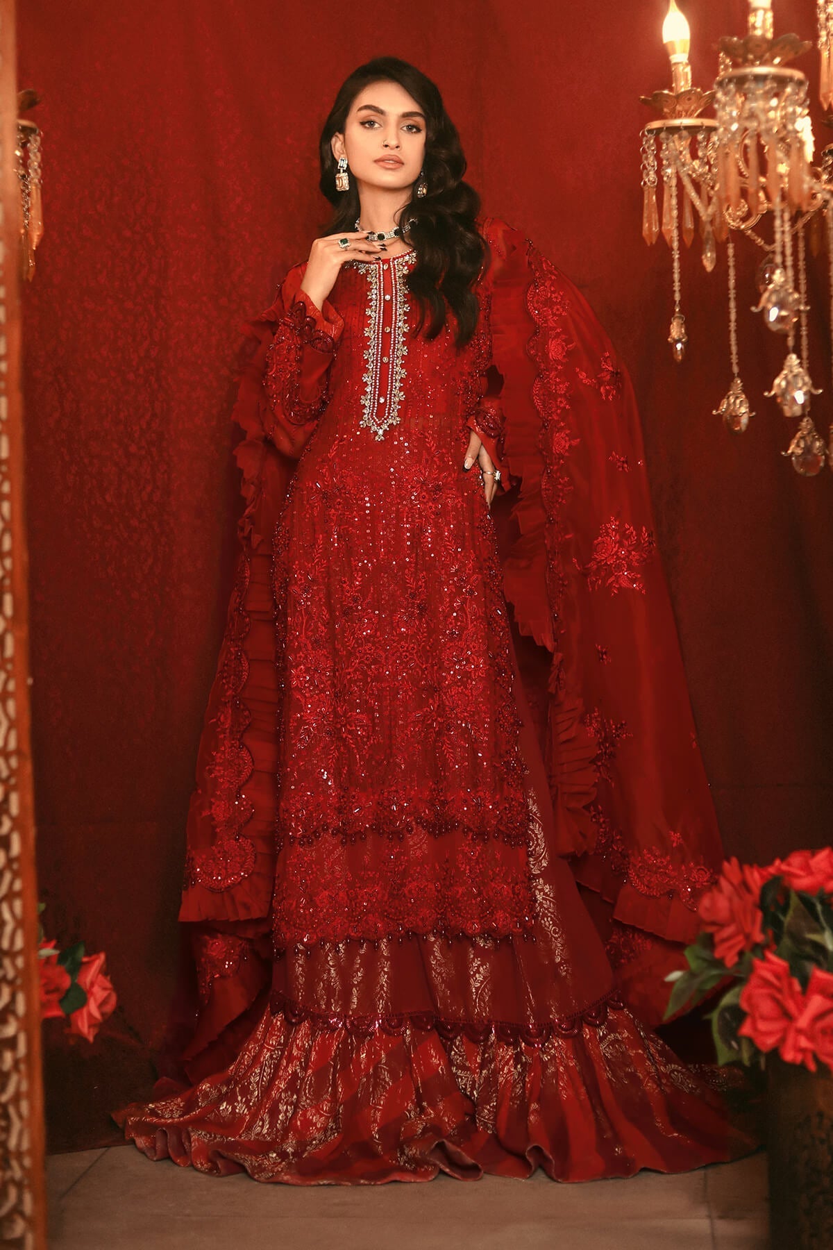 Raeesa Premium | Nooraniyat | D4-Crimson Red