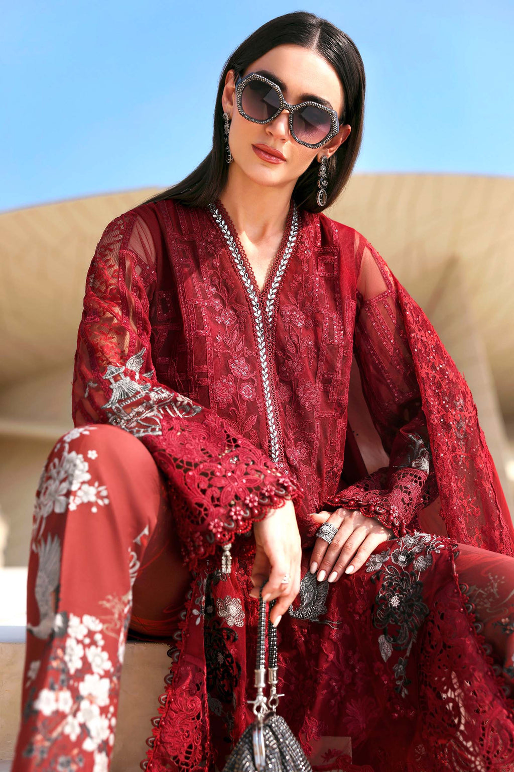 Maria B | Edit Lawn’26 | 3 Piece Unstitched Embroidered Net Suit