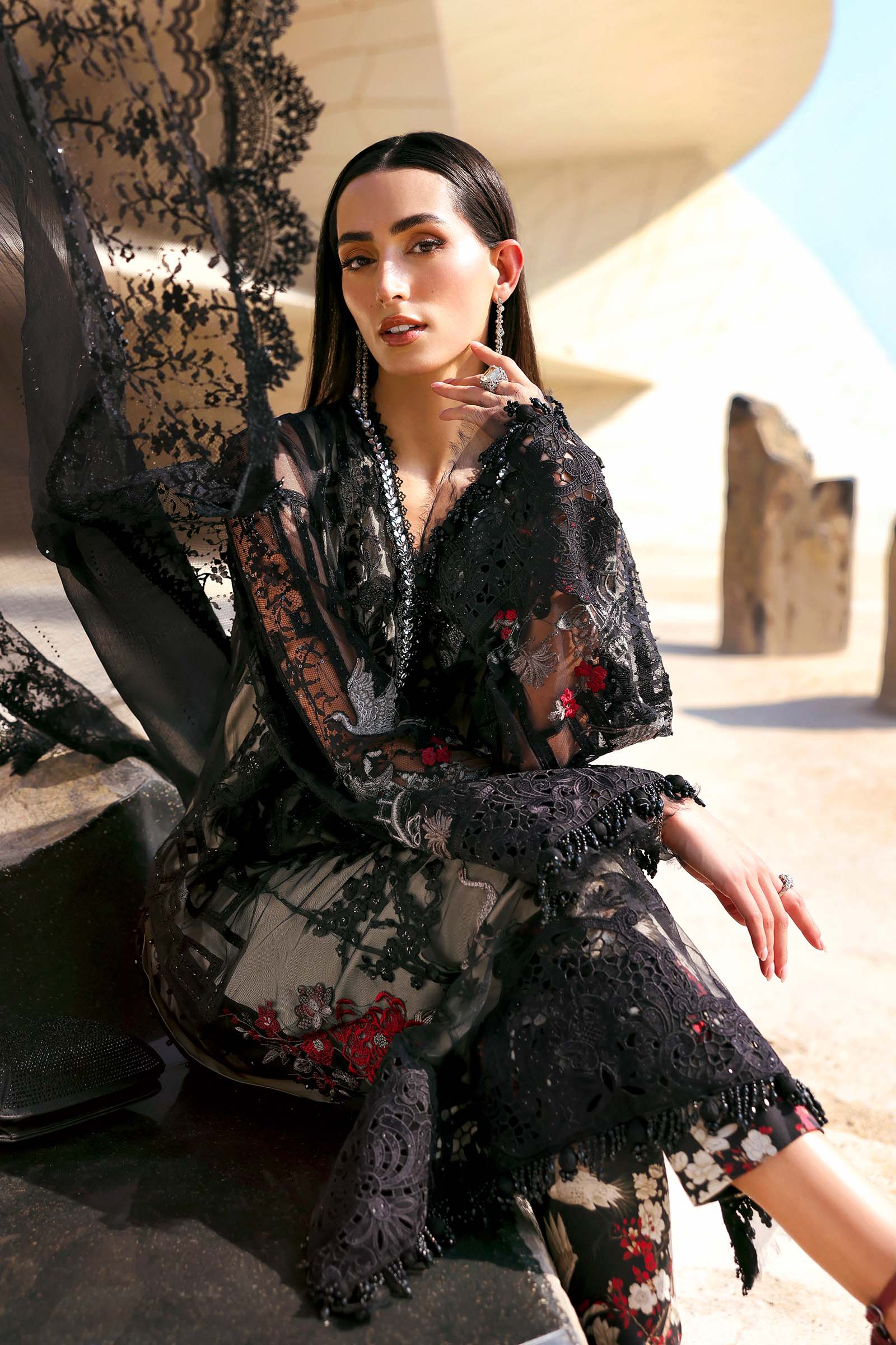 Maria B | Edit Lawn’26 | 3 Piece Unstitched Embroidered Net Suit