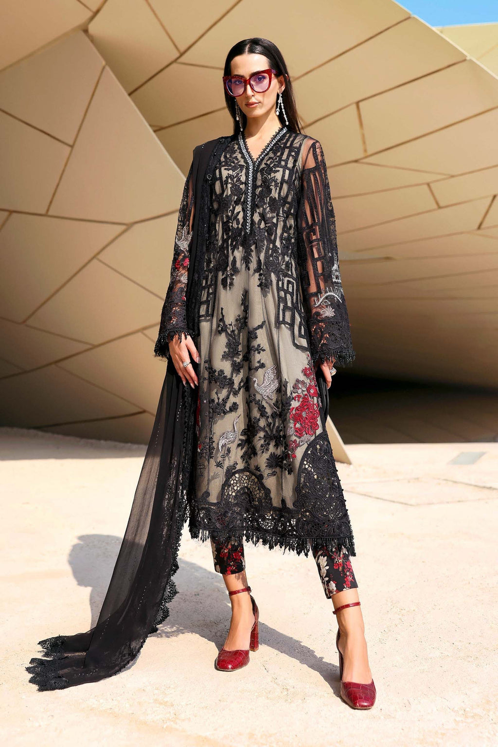 Maria B | Edit Lawn’26 | 3 Piece Unstitched Embroidered Net Suit