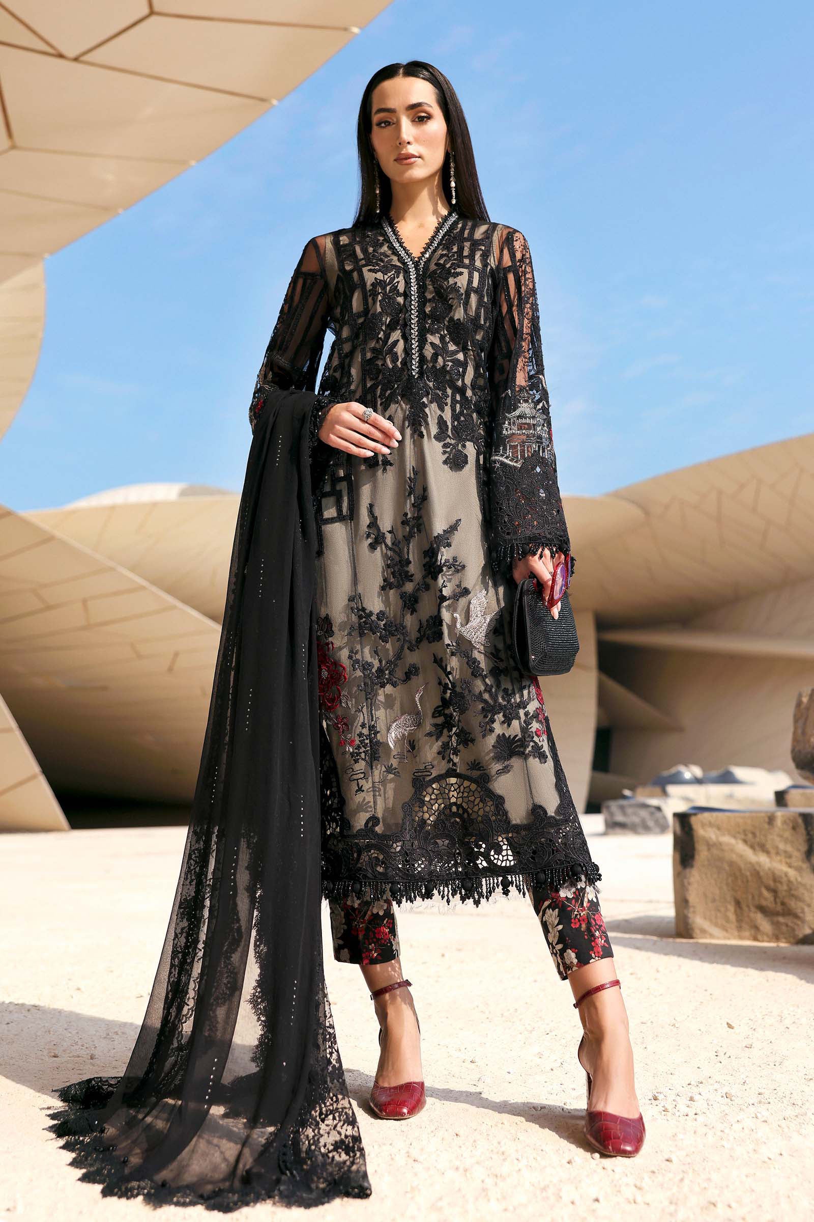 Maria B | Edit Lawn’26 | 3 Piece Unstitched Embroidered Net Suit