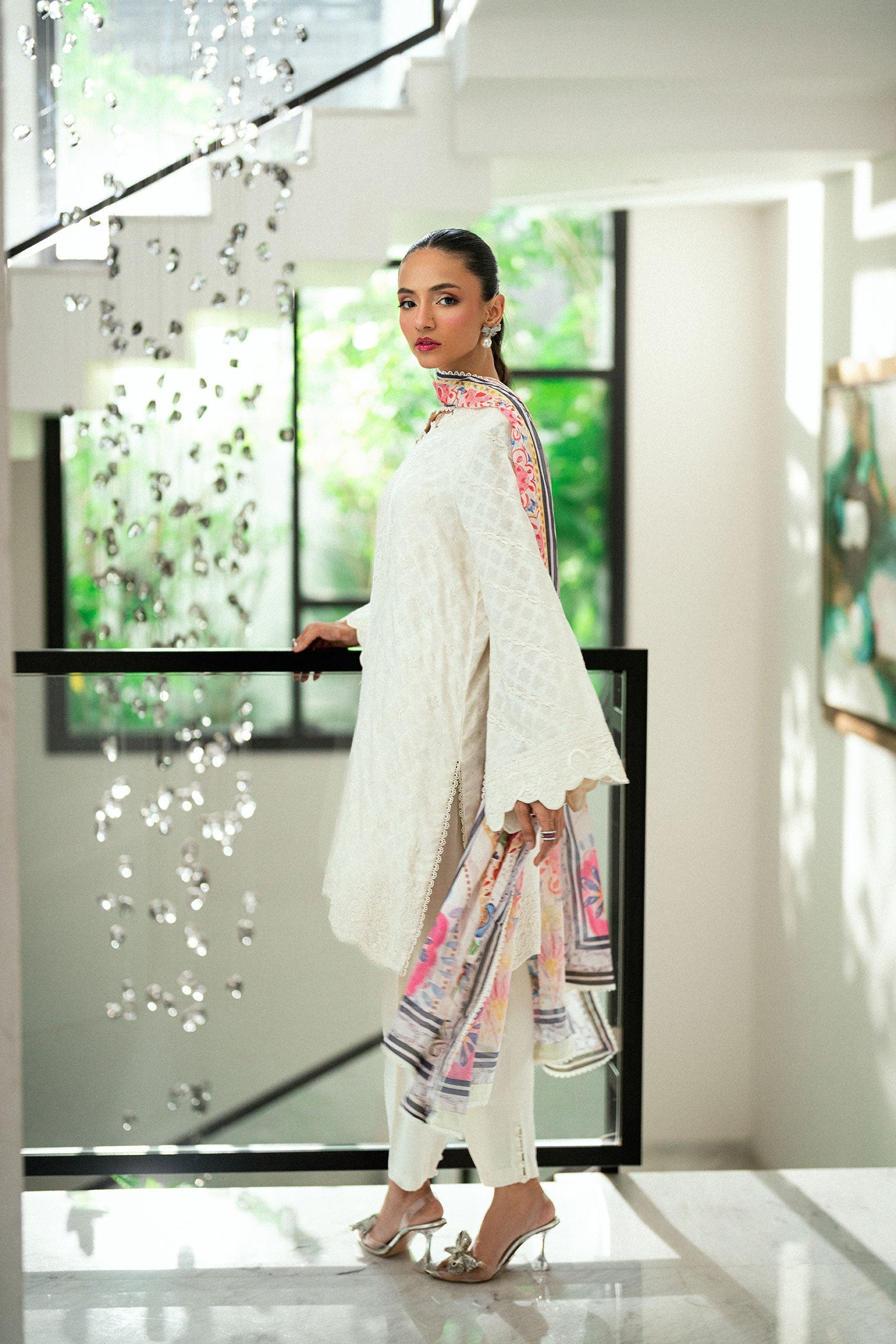 Dhanak | Signature Pret | OFF WHITE 2PCS EMBROIDERED KURTA WITH TROUSER