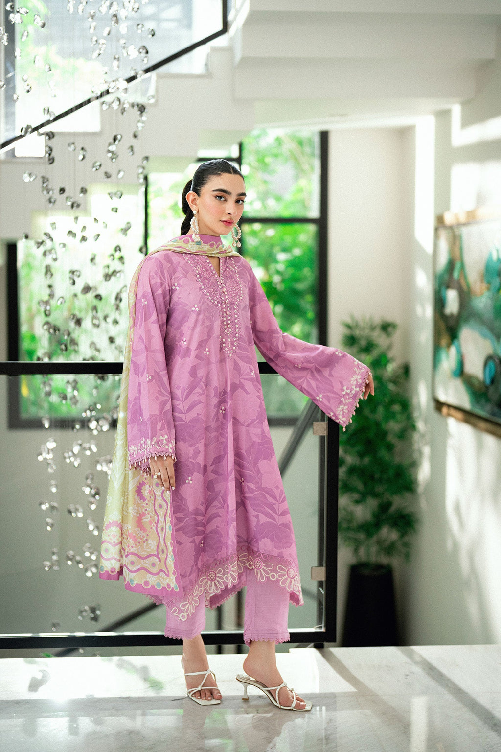 Dhanak | Signature Pret | LILAC 2PCS EMBROIDERED KURTA WITH TROUSER