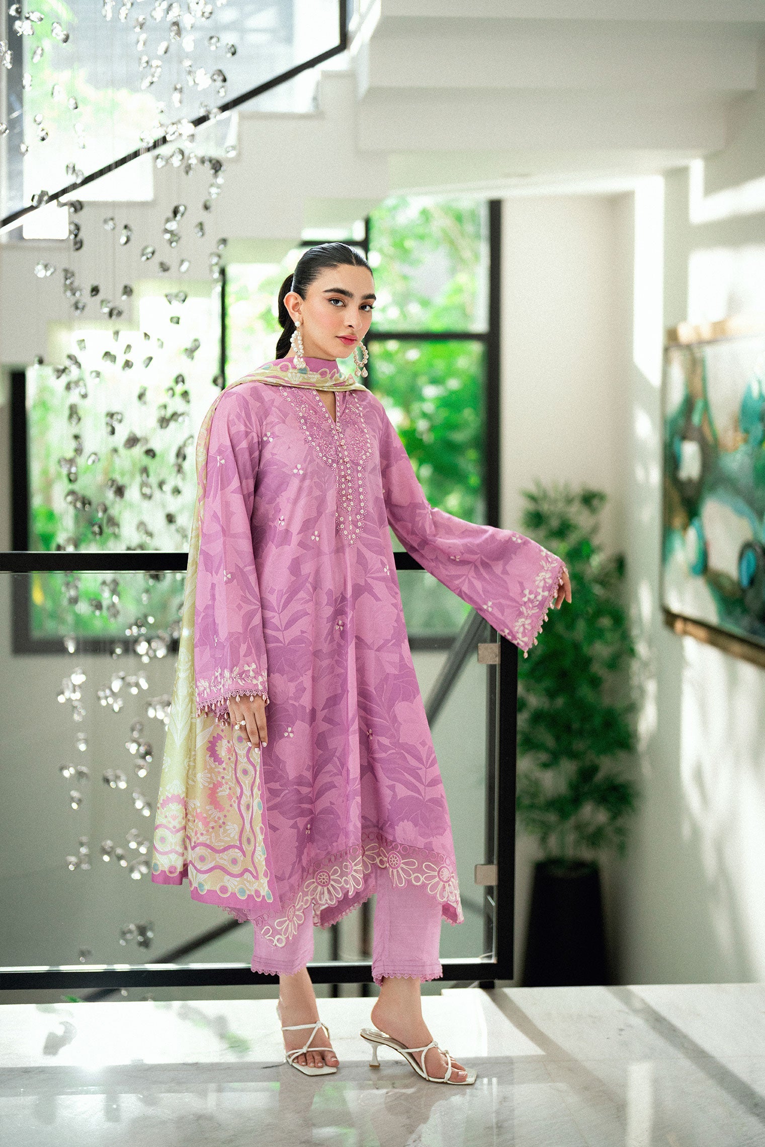 Dhanak | Signature Pret | LILAC 2PCS EMBROIDERED KURTA WITH TROUSER