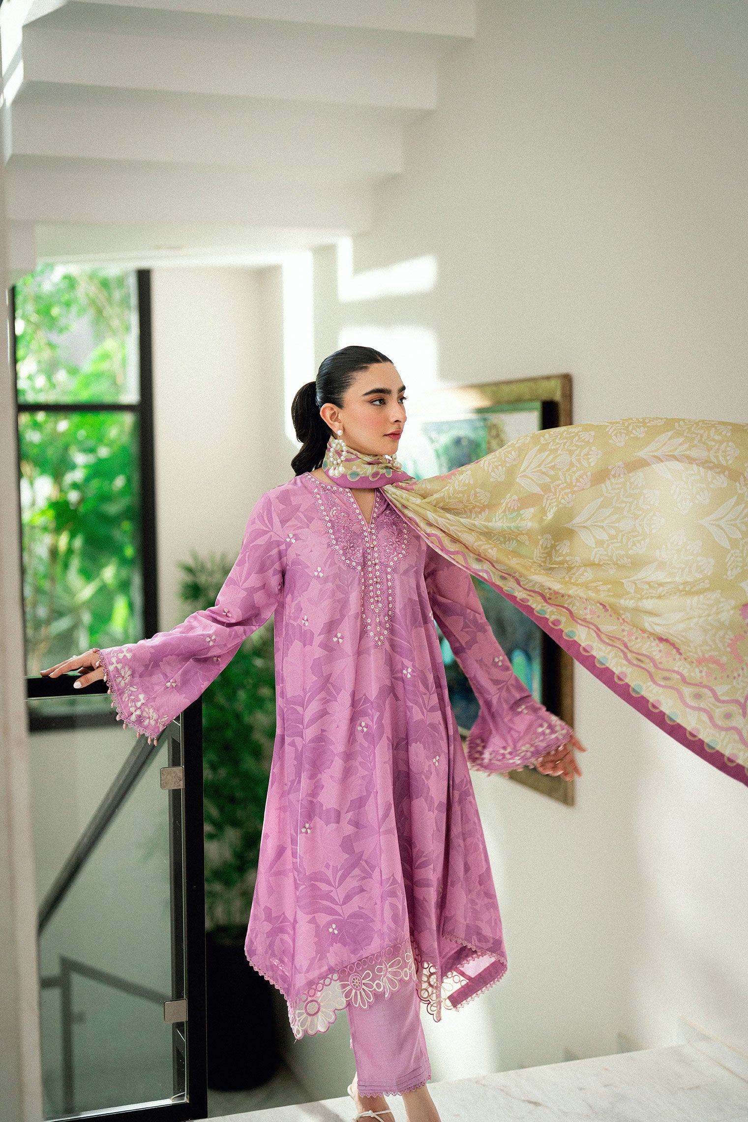 Dhanak | Signature Pret | LILAC 2PCS EMBROIDERED KURTA WITH TROUSER