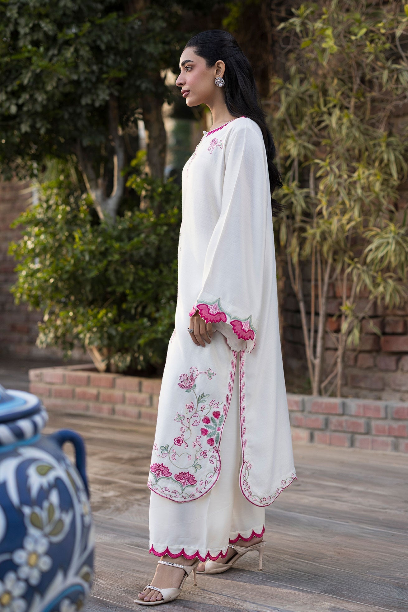 Dhanak | Signature Pret | CREAM 2PCS EMBROIDERED KURTA WITH TROUSER