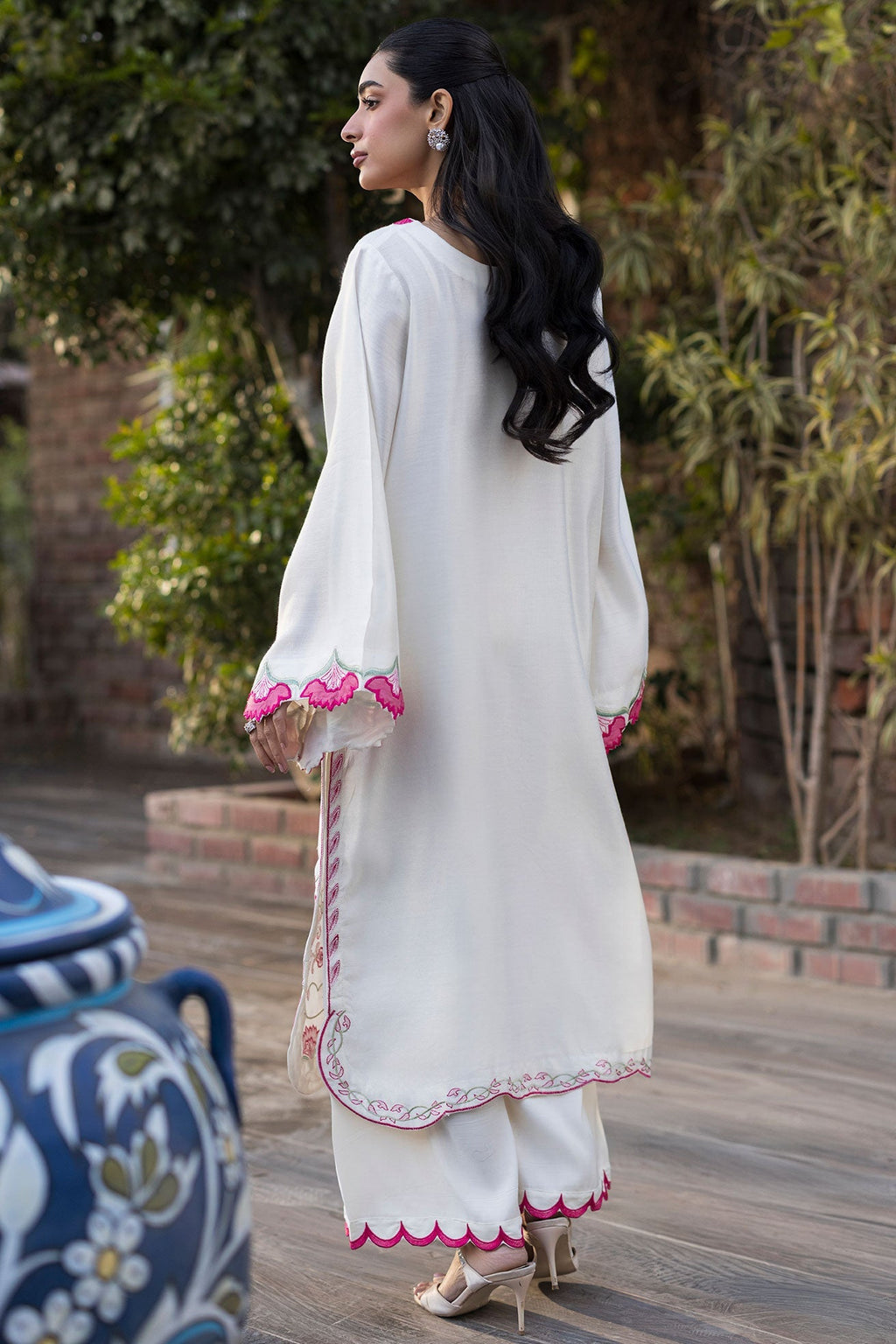Dhanak | Signature Pret | CREAM 2PCS EMBROIDERED KURTA WITH TROUSER