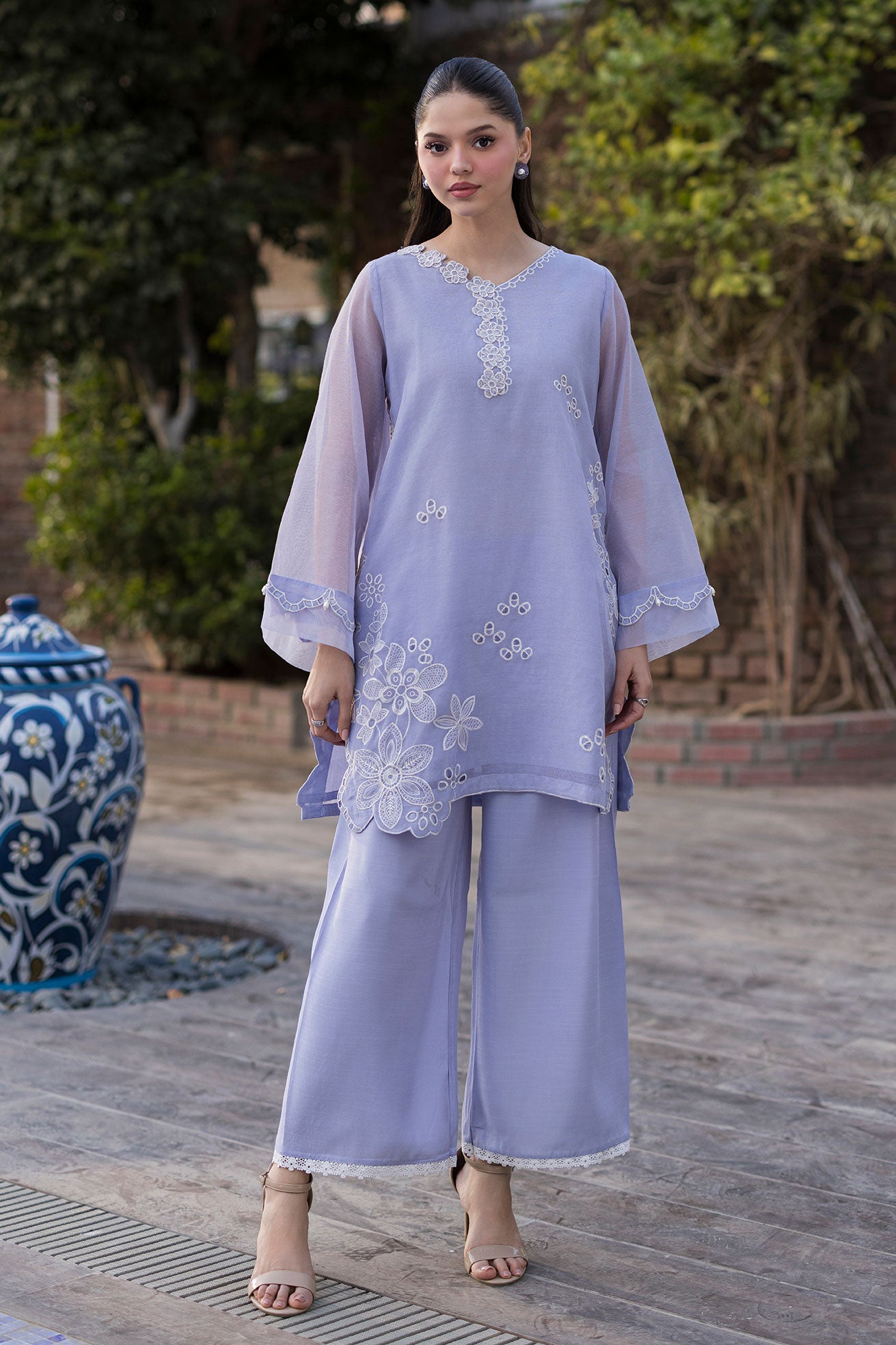 Dhanak | Signature Pret | LAVENDER 2PCS EMBROIDERED KURTA WITH TROUSER