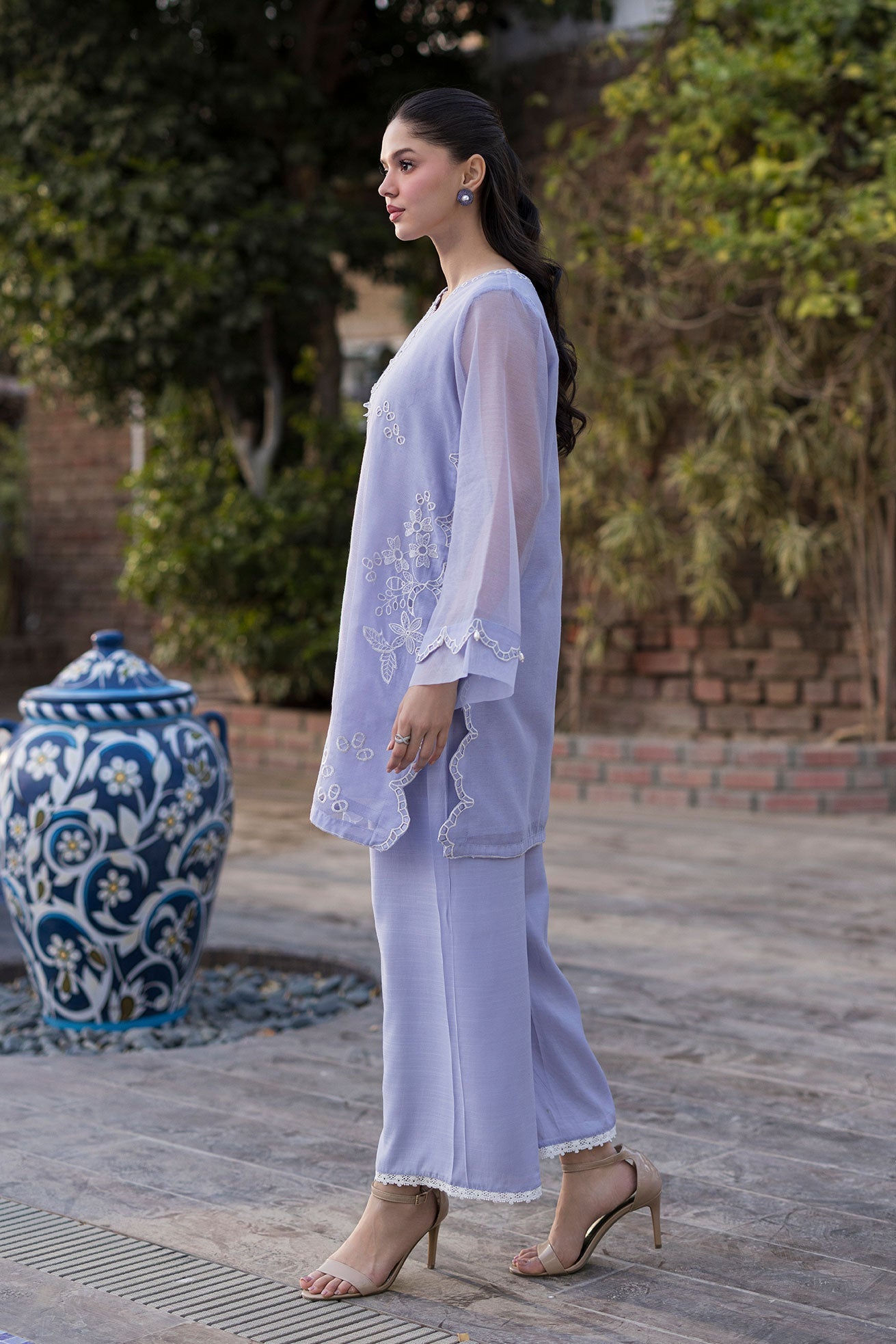Dhanak | Signature Pret | LAVENDER 2PCS EMBROIDERED KURTA WITH TROUSER