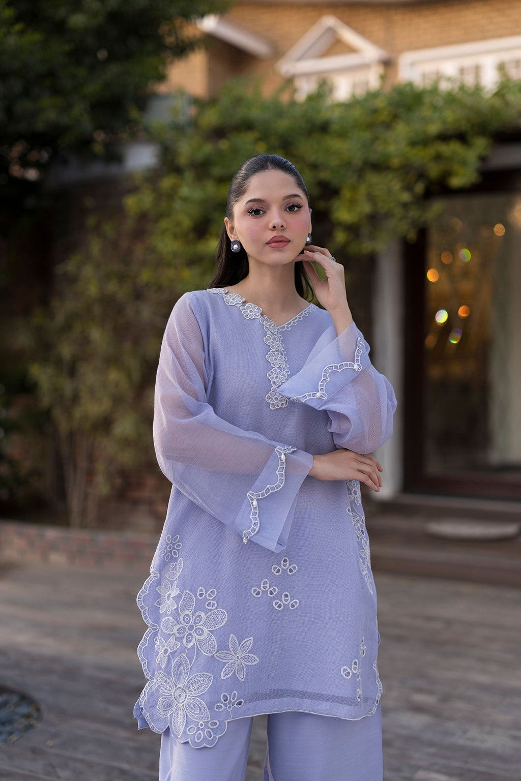 Dhanak | Signature Pret | LAVENDER 2PCS EMBROIDERED KURTA WITH TROUSER
