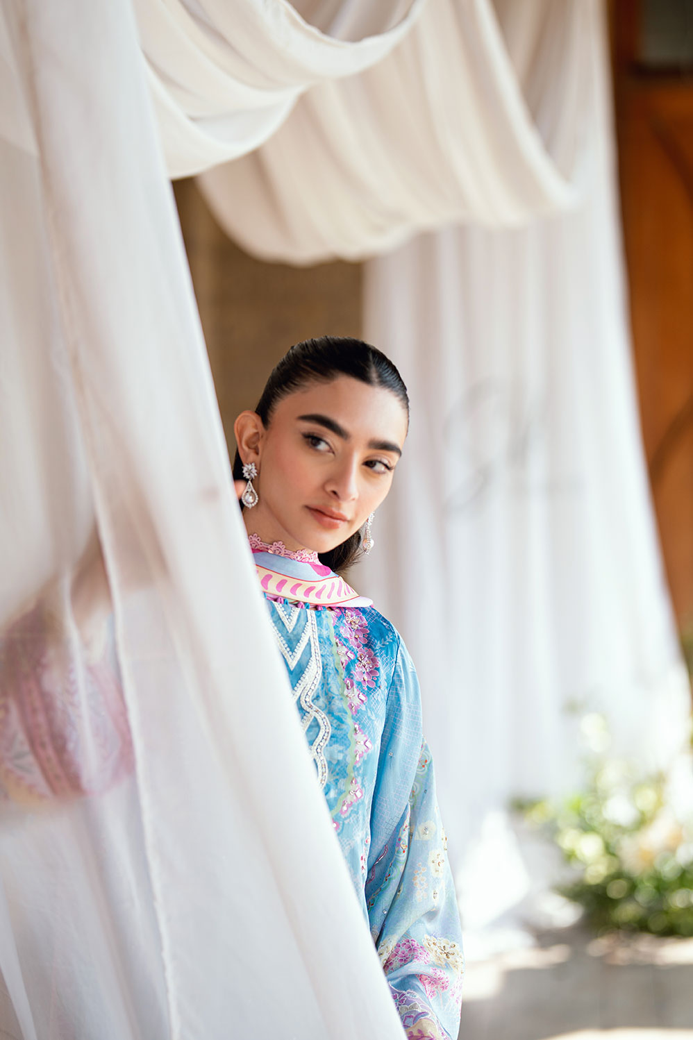 Dhanak | Silk Pret | BLUE 2PCS HAND EMBELLISHED KURTA WITH TROUSER