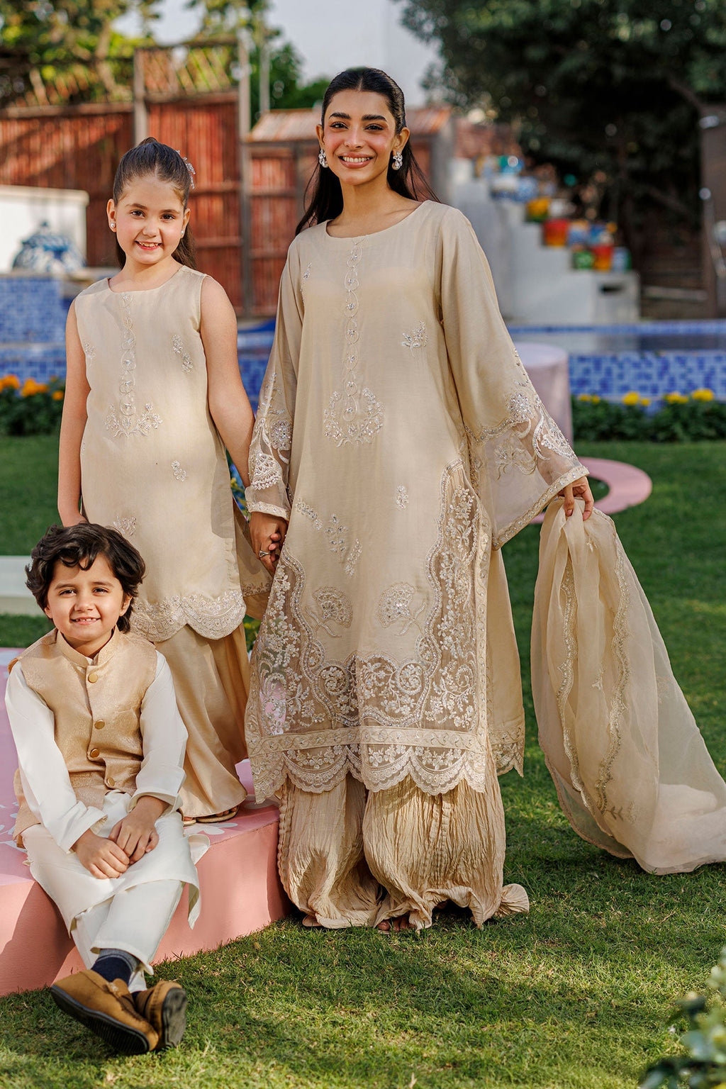 Dhanak | Signature Pret | BEIGE 2PCS EMBROIDERED KURTA WITH TROUSER