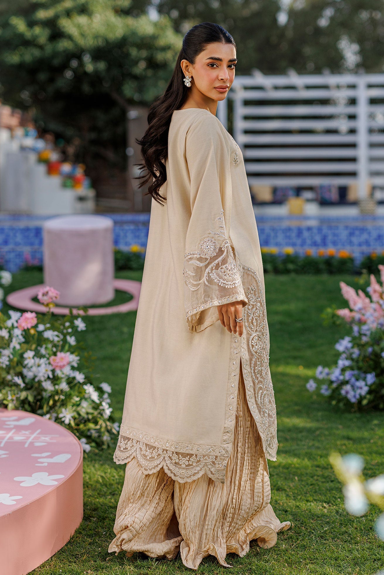 Dhanak | Signature Pret | BEIGE 2PCS EMBROIDERED KURTA WITH TROUSER