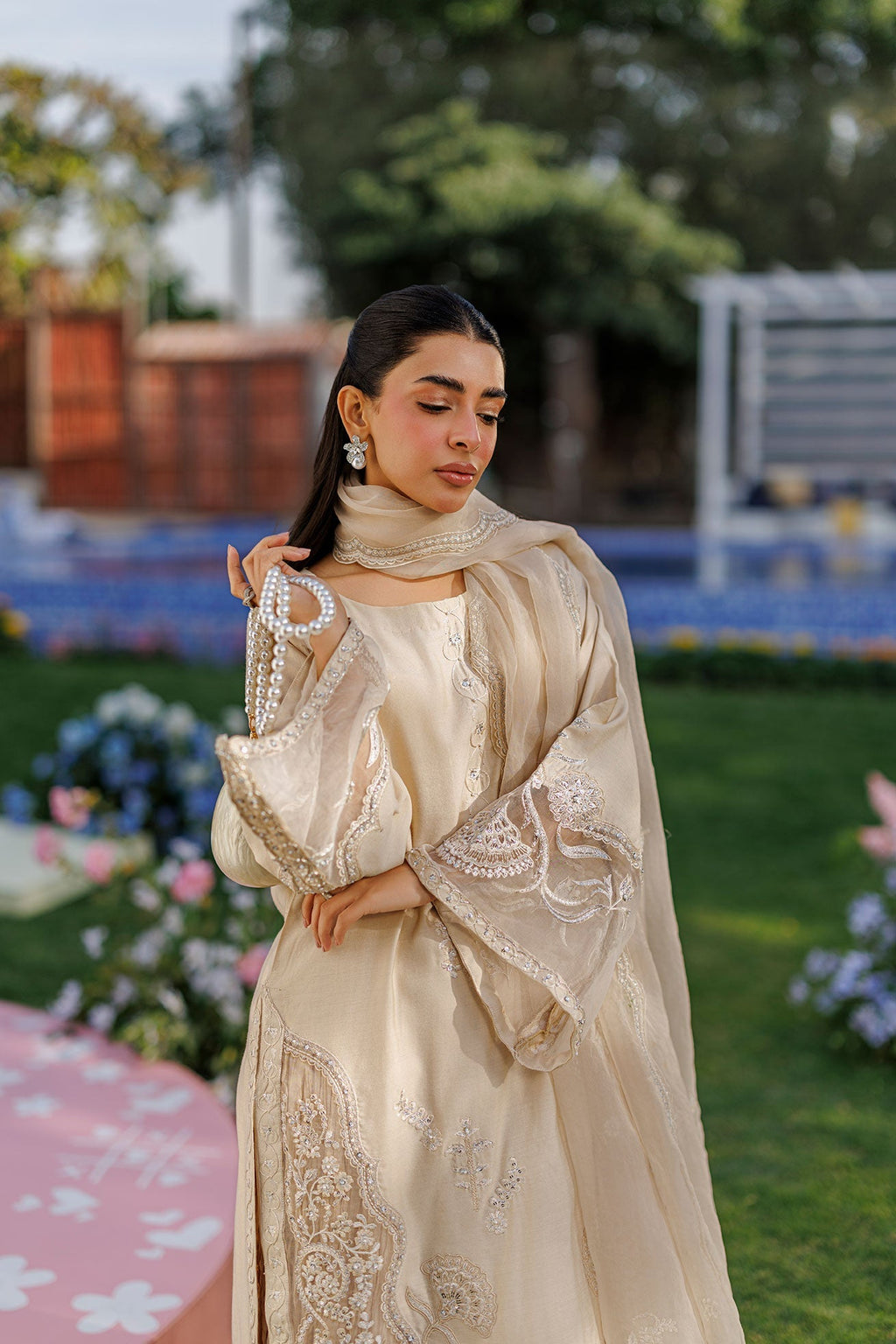 Dhanak | Signature Pret | BEIGE 2PCS EMBROIDERED KURTA WITH TROUSER