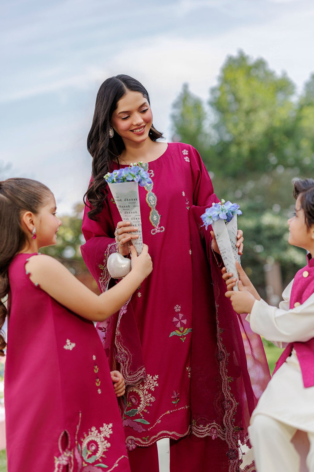 Dhanak | Signature Pret | MAGENTA 2PCS EMBROIDERED KURTA WITH TROUSER