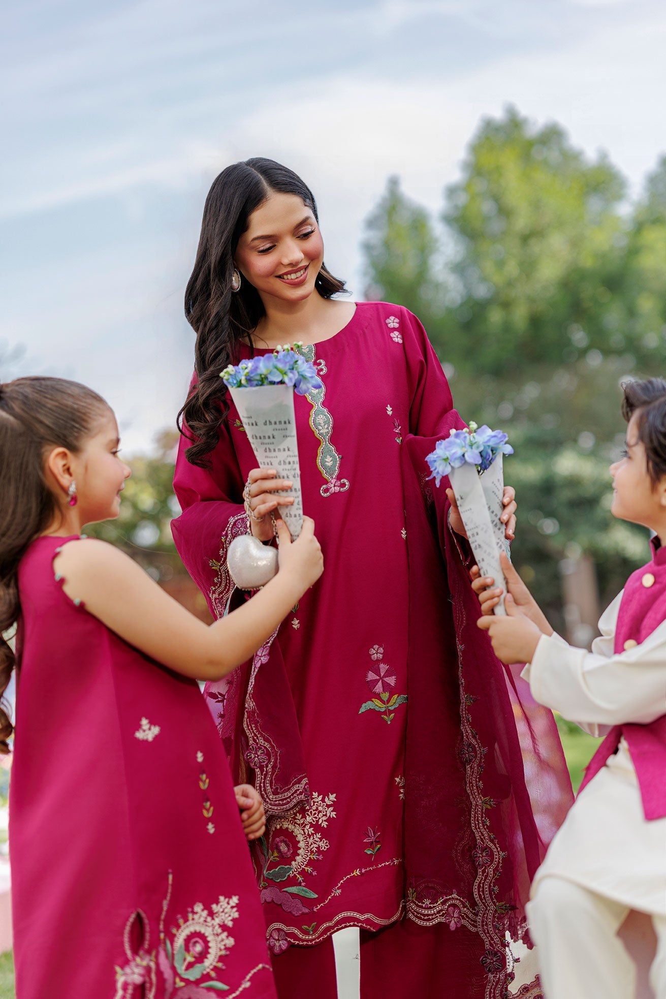 Dhanak | Signature Pret | MAGENTA 2PCS EMBROIDERED KURTA WITH TROUSER