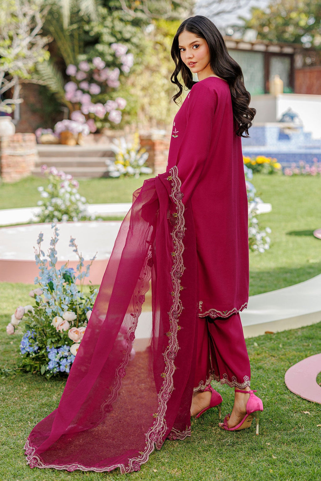 Dhanak | Signature Pret | MAGENTA 2PCS EMBROIDERED KURTA WITH TROUSER