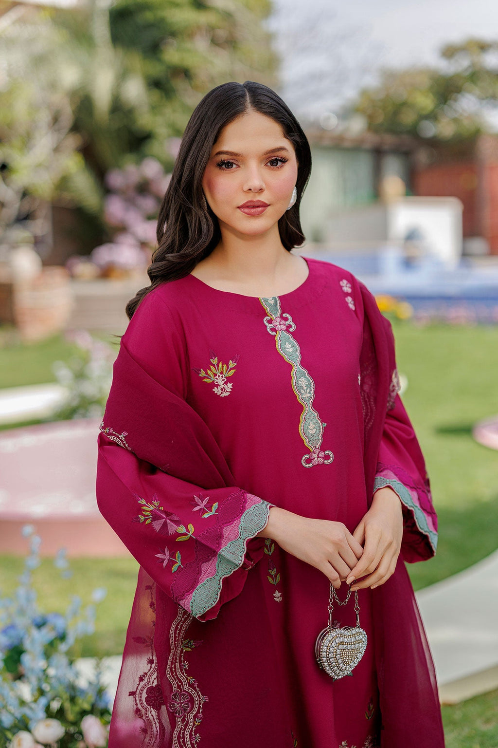 Dhanak | Signature Pret | MAGENTA 2PCS EMBROIDERED KURTA WITH TROUSER