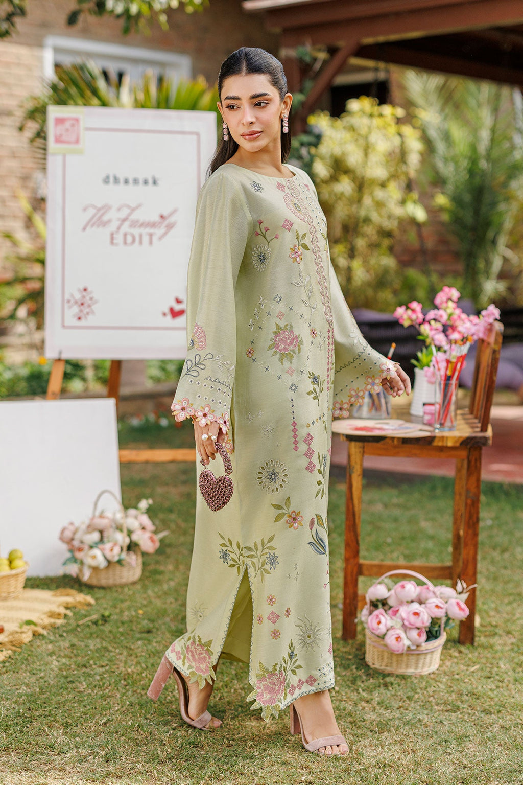 Dhanak | Signature Pret | MINT GREEN 2PCS EMBROIDERED KURTA WITH TROUSER