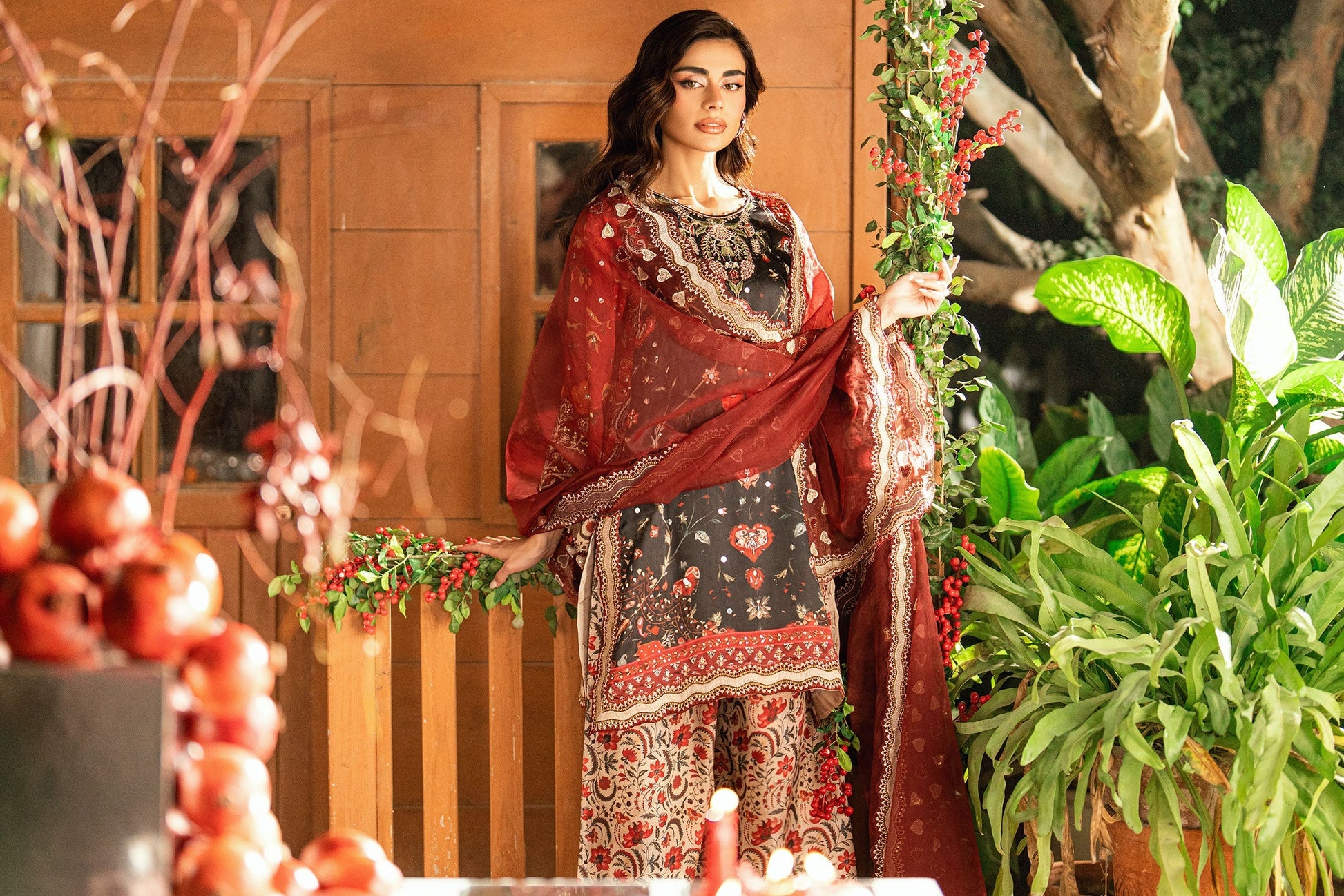 Dhanak | Silk Pret | BLACK-SILK TUNIC- 2PCS HAND EMBELLISHED SHIRT WITH TROUSER