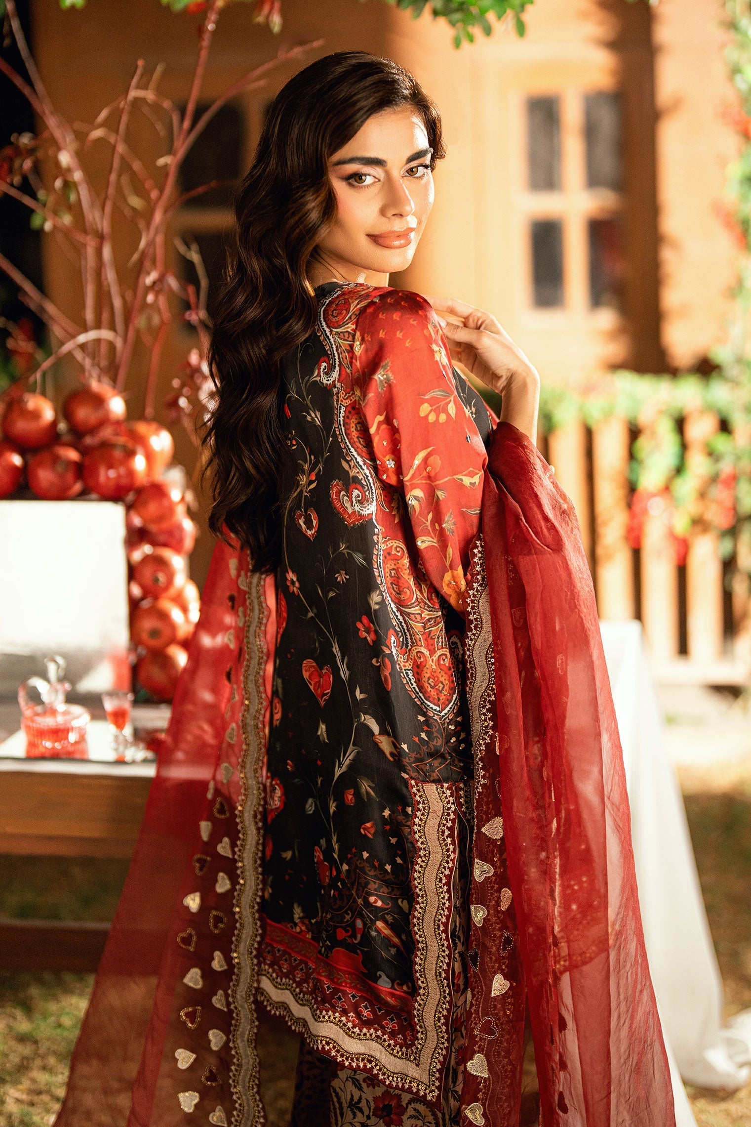 Dhanak | Silk Pret | BLACK-SILK TUNIC- 2PCS HAND EMBELLISHED SHIRT WITH TROUSER