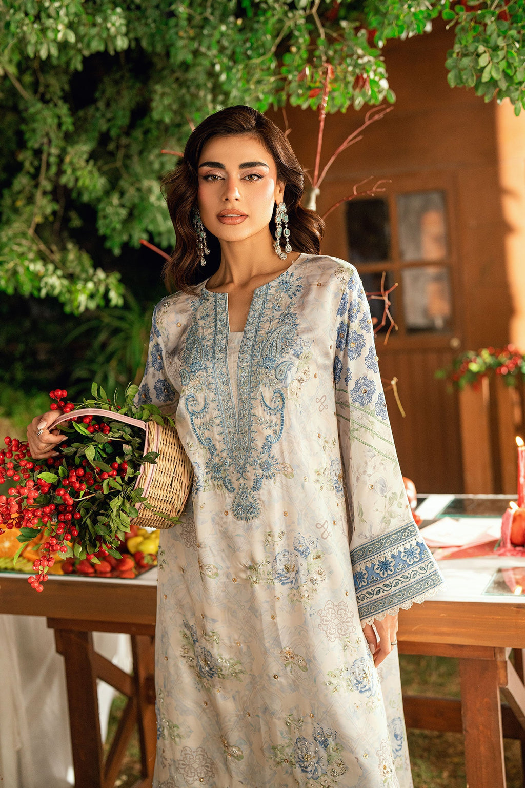 Dhanak | Silk Pret | OFF WHITE - SILK TUNIC - 1PCS HAND EMBELLISHED KAFTAN