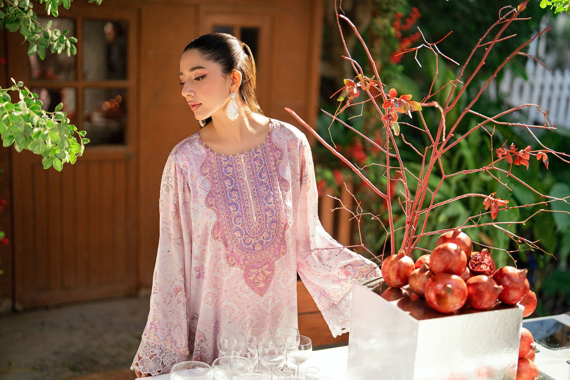 Dhanak | Silk Pret | LIGHT PINK -SILK TUNIC - 1PCS HAND EMBELLISHED KAFTAN
