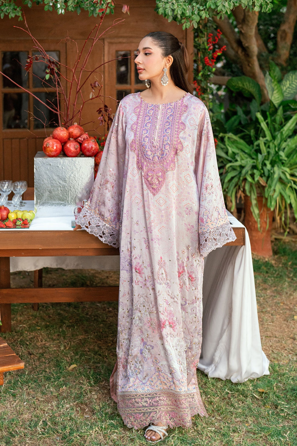 Dhanak | Silk Pret | LIGHT PINK -SILK TUNIC - 1PCS HAND EMBELLISHED KAFTAN