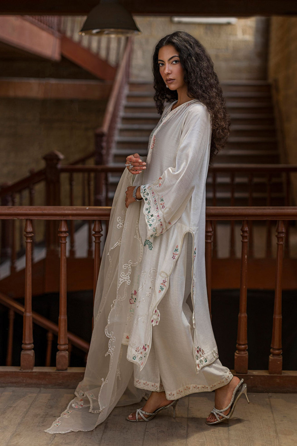 Dhanak | Signature Pret | OFF-WHITE 2PCS EMBROIDERED KURTA WITH TROUSER
