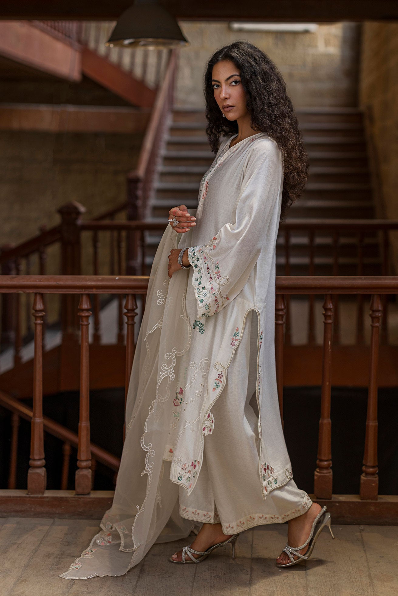 Dhanak | Signature Pret | OFF-WHITE 2PCS EMBROIDERED KURTA WITH TROUSER