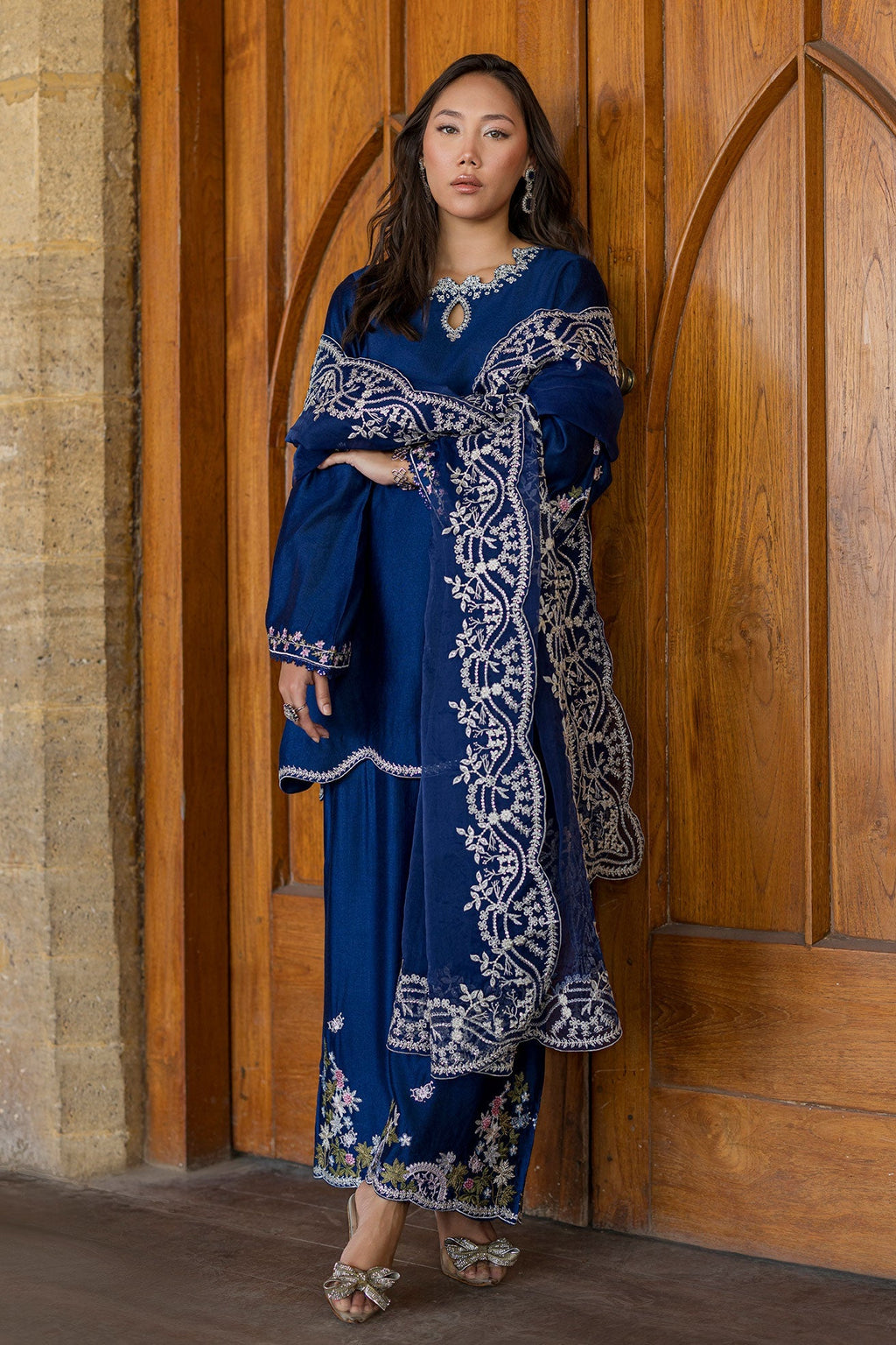 Dhanak | Signature Pret | BLUE 2PCS EMBROIDERED KURTA WITH TROUSER