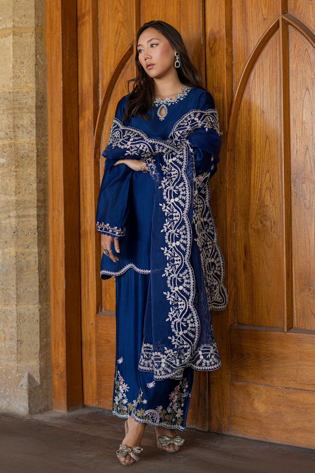 Dhanak | Signature Pret | BLUE 2PCS EMBROIDERED KURTA WITH TROUSER
