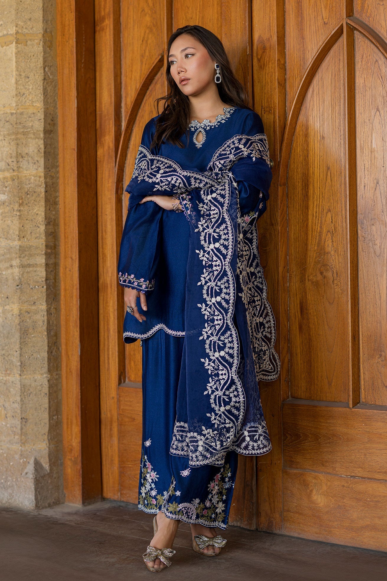 Dhanak | Signature Pret | BLUE 2PCS EMBROIDERED KURTA WITH TROUSER