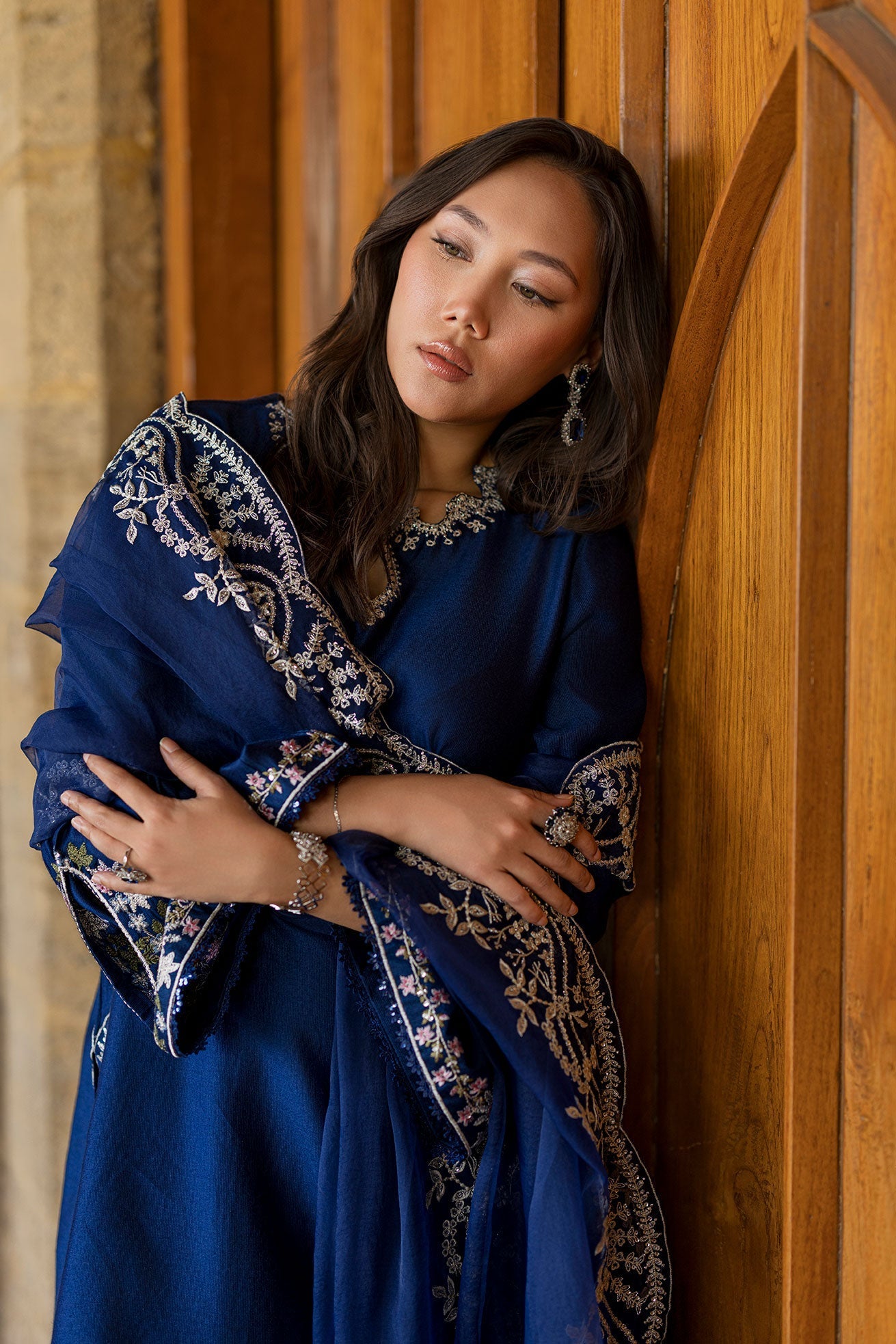 Dhanak | Signature Pret | BLUE 2PCS EMBROIDERED KURTA WITH TROUSER