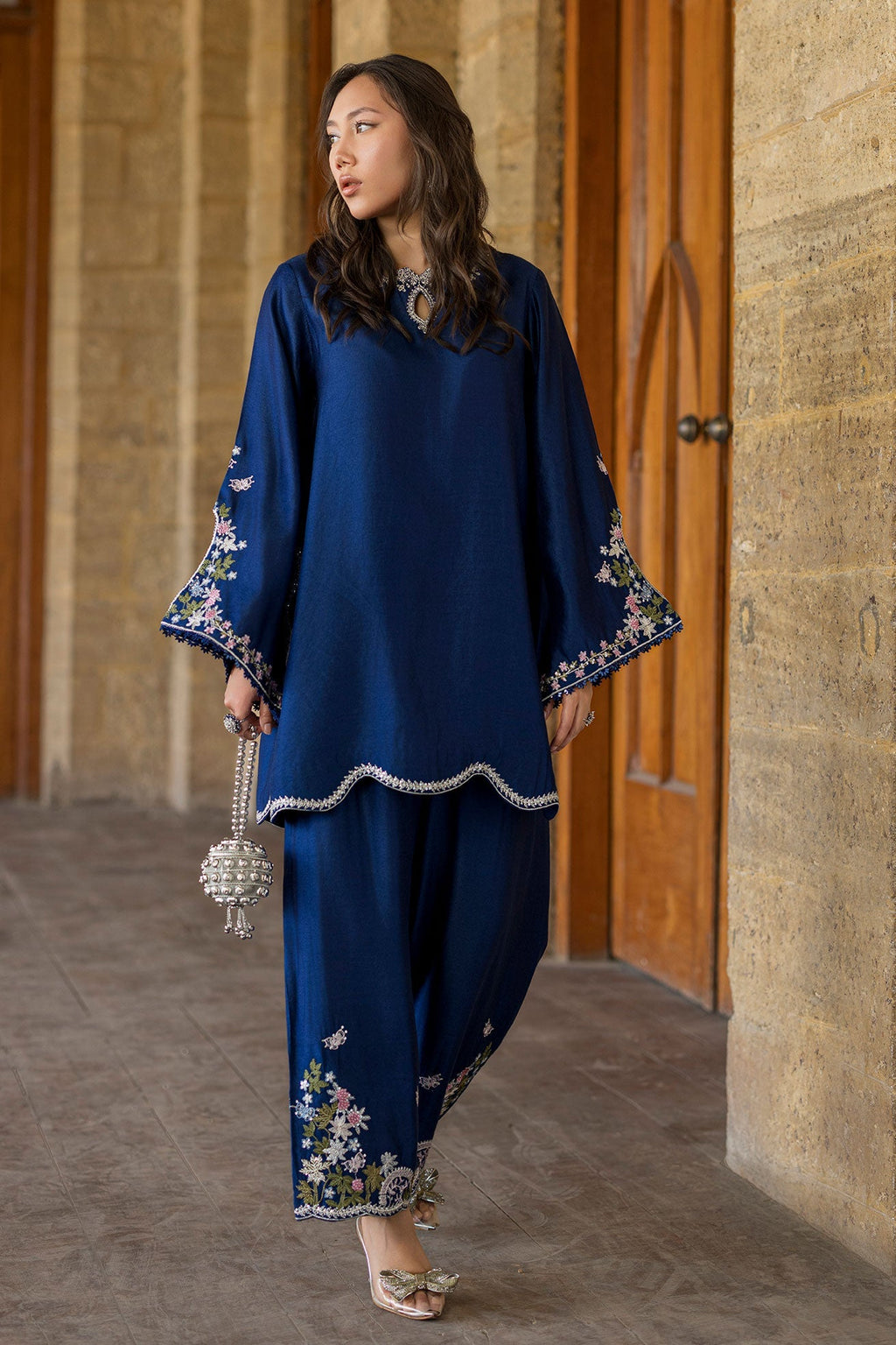 Dhanak | Signature Pret | BLUE 2PCS EMBROIDERED KURTA WITH TROUSER