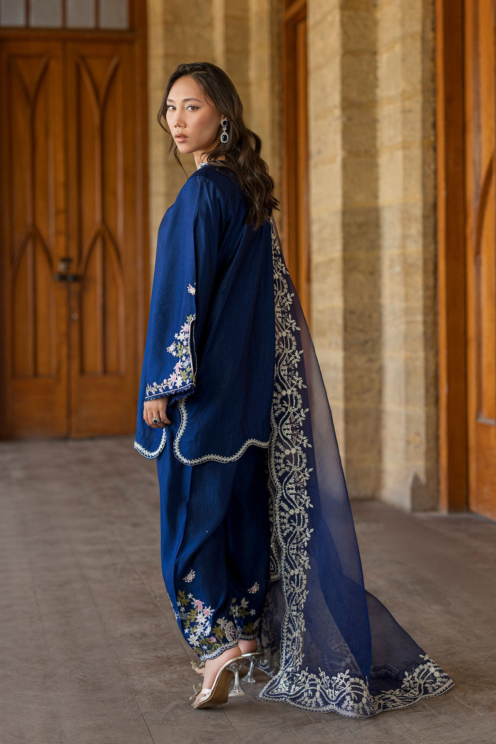 Dhanak | Signature Pret | BLUE 2PCS EMBROIDERED KURTA WITH TROUSER