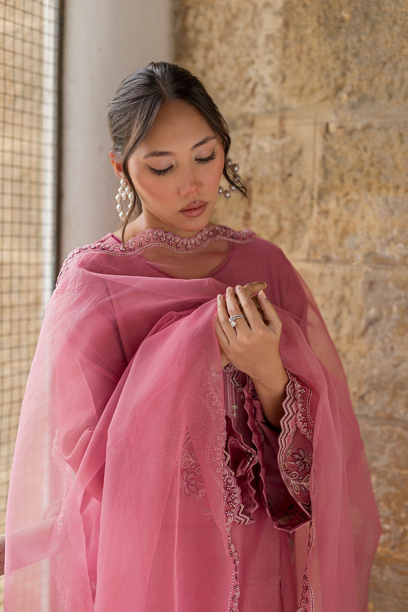 Dhanak | Signature Pret | PINK 2PCS EMBROIDERED KURTA WITH TROUSER