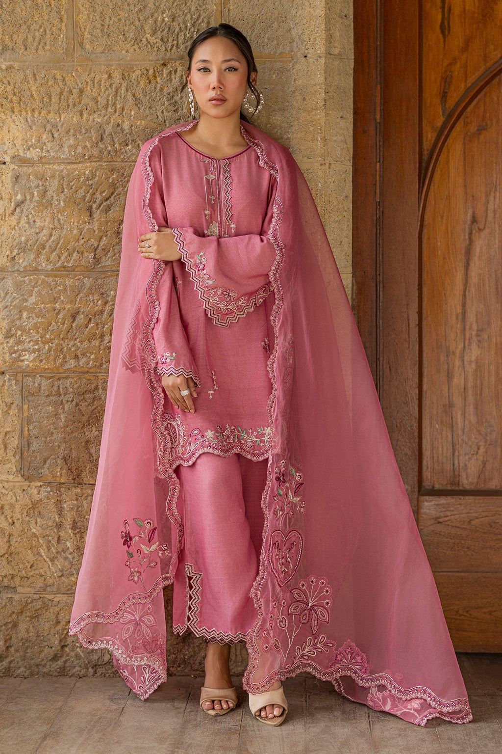 Dhanak | Signature Pret | PINK 2PCS EMBROIDERED KURTA WITH TROUSER