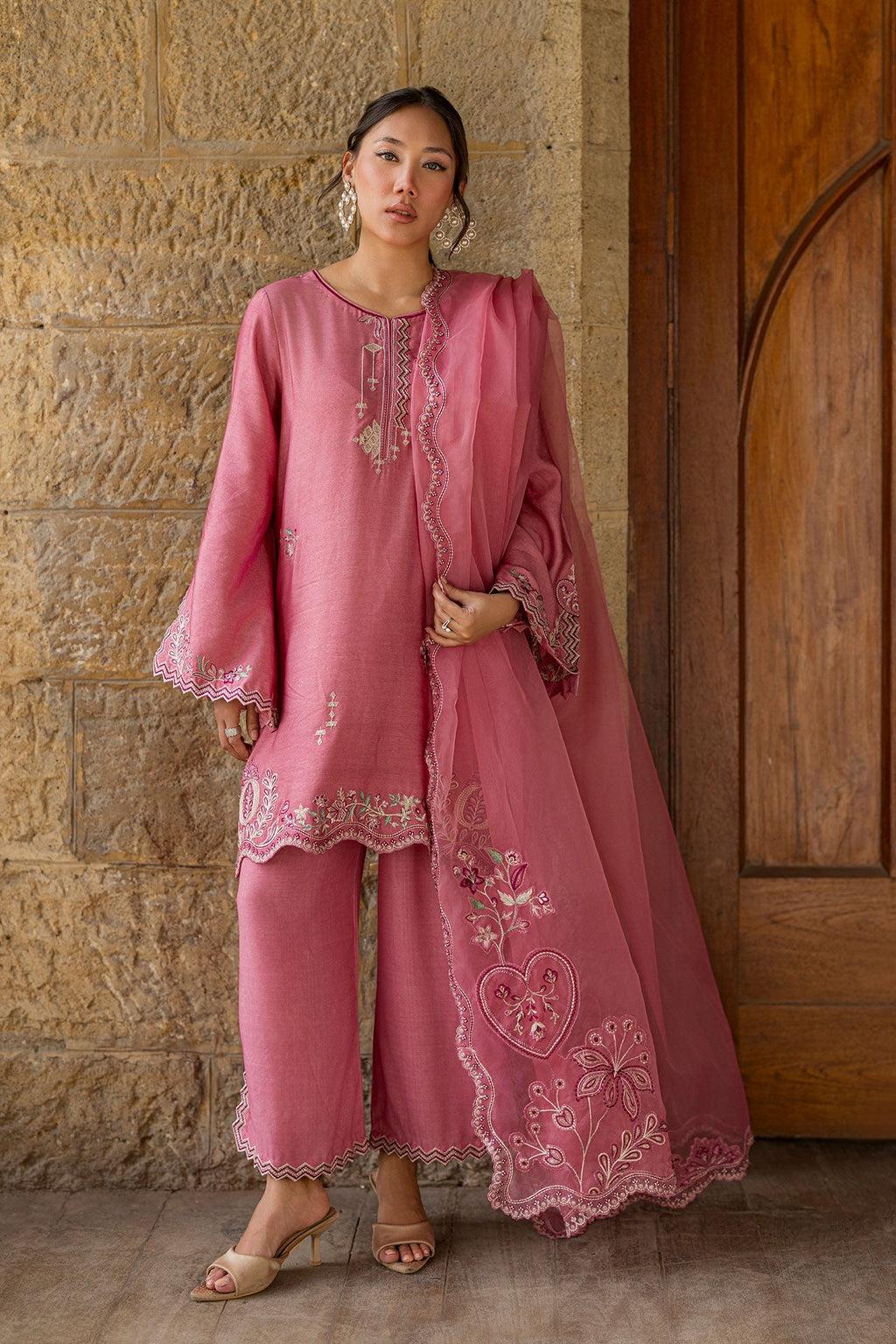 Dhanak | Signature Pret | PINK 2PCS EMBROIDERED KURTA WITH TROUSER